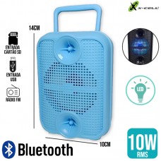 Caixa de Som Bluetooth LED 10W GTS-1881 X-Cell - Azul